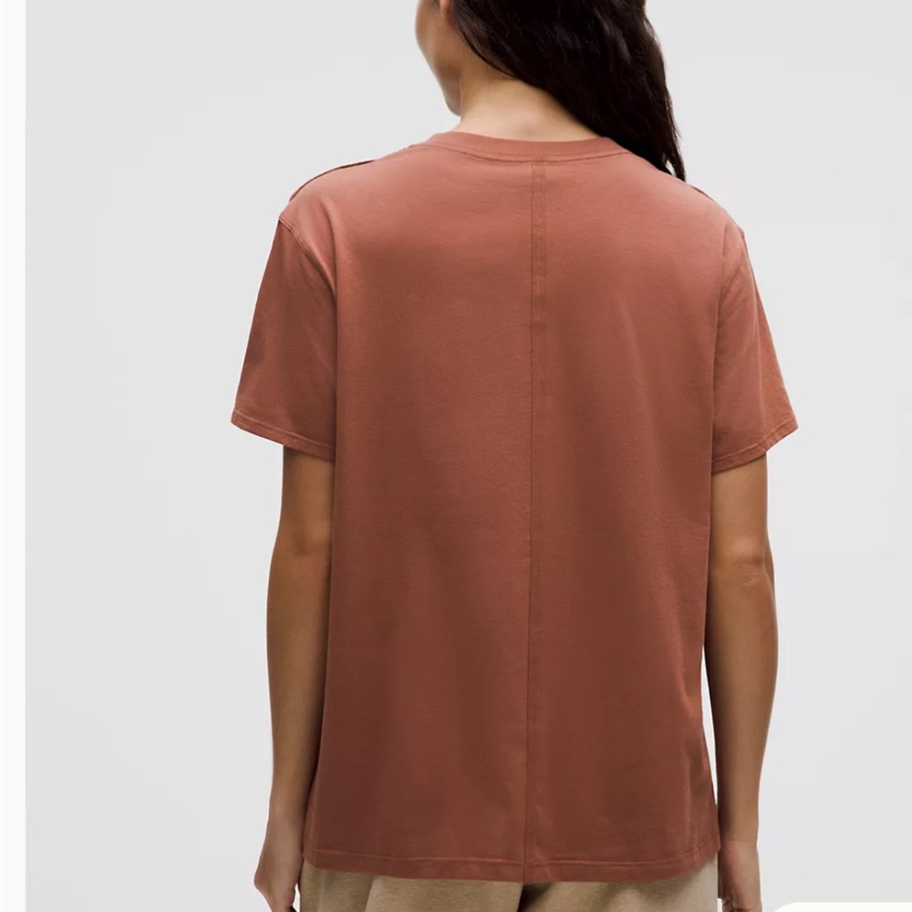 Women's Lululemon Brick Red Organic Cotton Crewneck T-Shirt